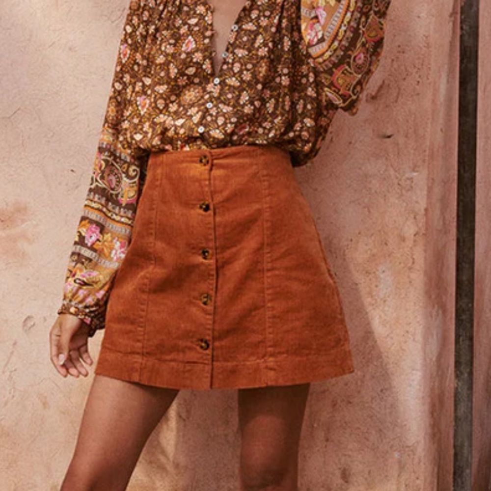 Spell Faye Corduroy Skirt in Caramel Size M